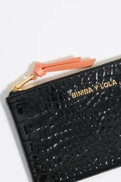 Cheap BIMBA Y LOLA Monedero Grabado Cocodrilo Negro