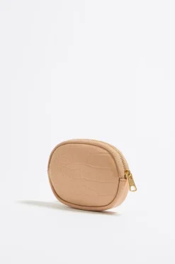 Discount BIMBA Y LOLA Monedero Ovalado Grabado Cocodrilo Arena