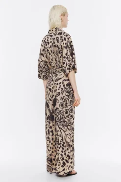 Sale BIMBA Y LOLA Mono Cargo Fluido Animal Mix Camel