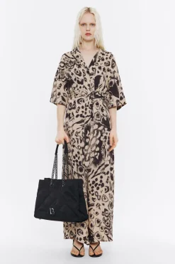 Sale BIMBA Y LOLA Mono Cargo Fluido Animal Mix Camel