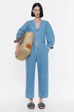 Flash Sale BIMBA Y LOLA Mono Denim Mangas Abullonadas Azul