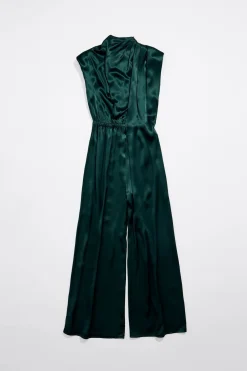Best Sale BIMBA Y LOLA Mono Recto Saten Verde Oscuro