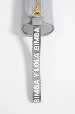 New BIMBA Y LOLA Neceser Estuche Cilindrico Nylon Lila Empolvado