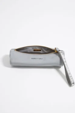 New BIMBA Y LOLA Neceser Estuche Cilindrico Nylon Lila Empolvado