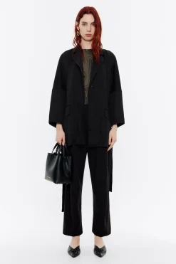 Hot BIMBA Y LOLA Pantalon Barrel Lana Negro