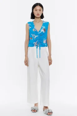 Discount BIMBA Y LOLA Pantalon Campana Lino Lavado Marfil