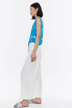 Discount BIMBA Y LOLA Pantalon Campana Lino Lavado Marfil