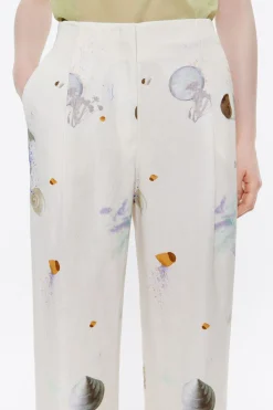 Cheap BIMBA Y LOLA Pantalon Carrot Lino Waves Marfil