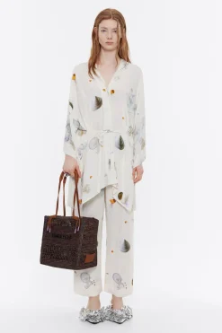 Cheap BIMBA Y LOLA Pantalon Carrot Lino Waves Marfil