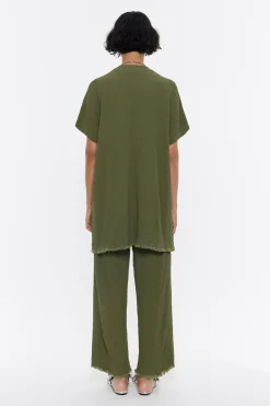 Best Sale BIMBA Y LOLA Pantalon Recto Desflecado Caqui