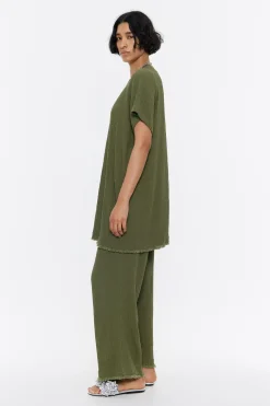 Outlet BIMBA Y LOLA Pantalon Recto Desflecado Caqui