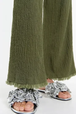 Outlet BIMBA Y LOLA Pantalon Recto Desflecado Caqui