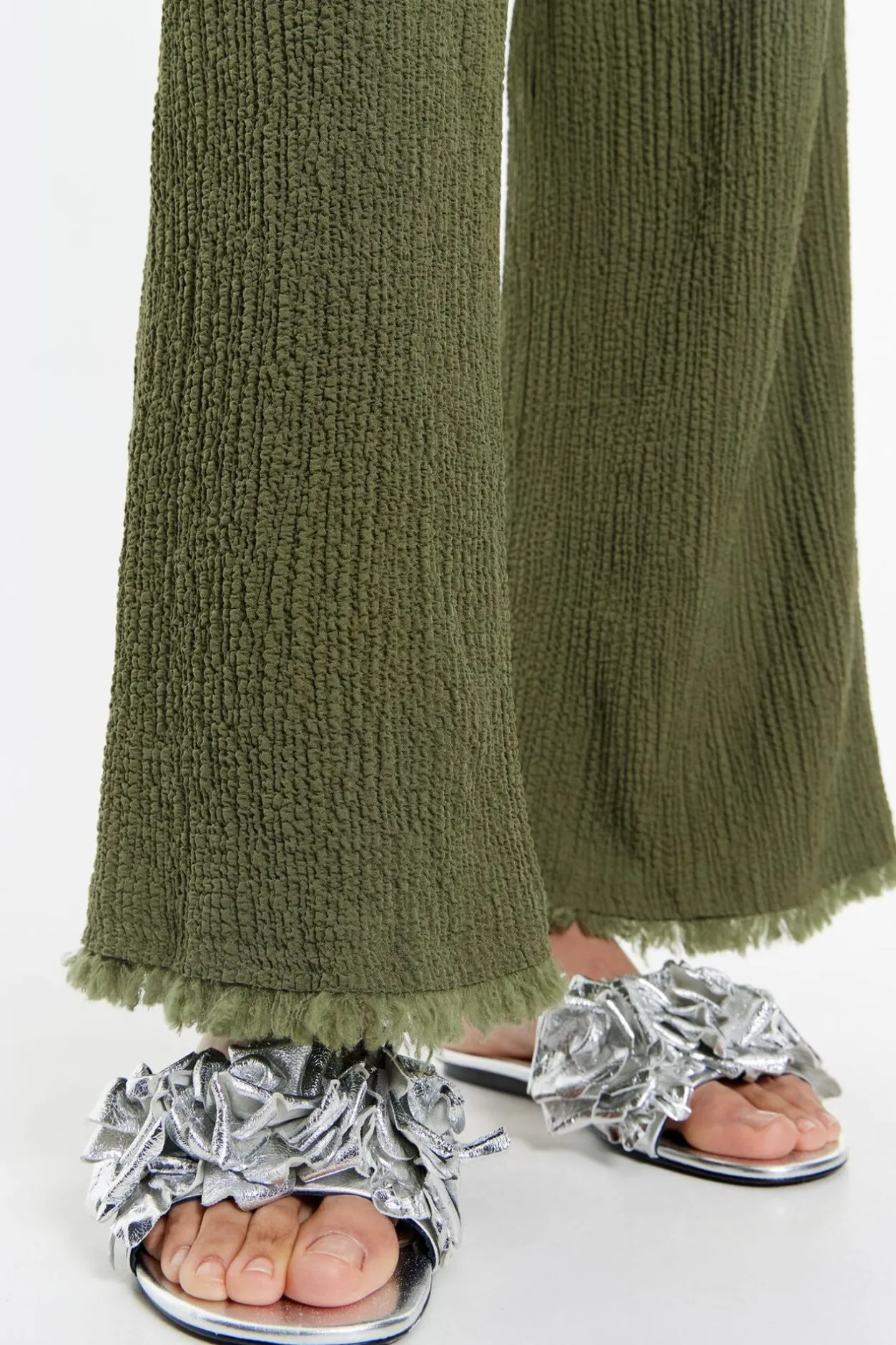 Outlet BIMBA Y LOLA Pantalon Recto Desflecado Caqui