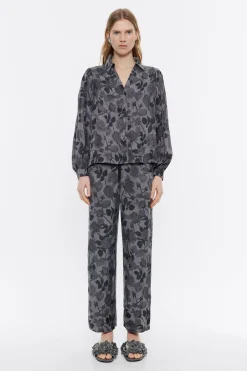 New BIMBA Y LOLA Pantalon Recto Fluido Canary Camo Caqui