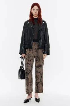 Hot BIMBA Y LOLA Pantalon Recto Fluido Mirrors Caqui