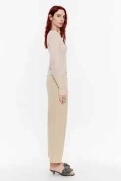 Hot BIMBA Y LOLA Pantalon Recto Tobillero Beige