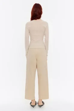 Hot BIMBA Y LOLA Pantalon Recto Tobillero Beige