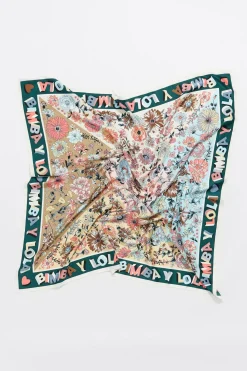 Online BIMBA Y LOLA Panuelo Flores Marco Logo Verde