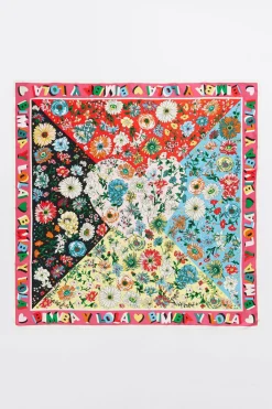 Flash Sale BIMBA Y LOLA Panuelo Flores Marco Logo Fucsia