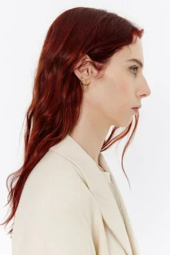 Store BIMBA Y LOLA Pendiente Doble Con Aro Y Corazon Cristales