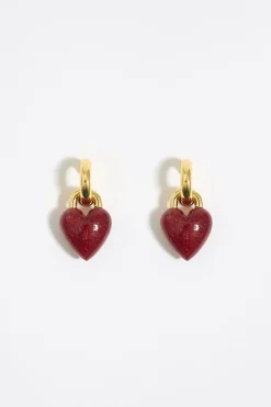 Clearance BIMBA Y LOLA Pendientes Aro Corazon Glitter Rojo