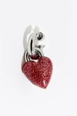 Sale BIMBA Y LOLA Pendientes Aro Corazon Glitter Rosa