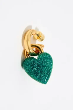 Best Sale BIMBA Y LOLA Pendientes Aro Corazon Glitter Turquesa