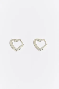 Online BIMBA Y LOLA Pendientes Aro Corazon Plateados