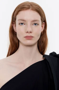 Sale BIMBA Y LOLA Pendientes Aro Cristales Negros Dorado