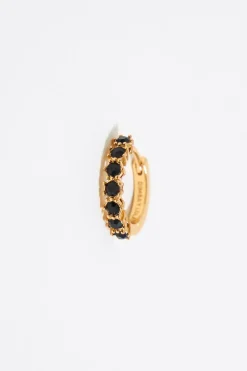 Sale BIMBA Y LOLA Pendientes Aro Cristales Negros Dorado