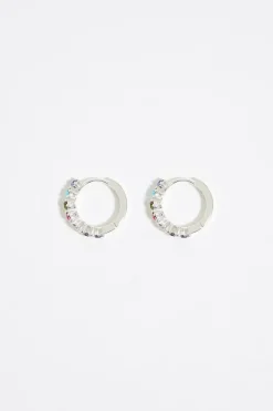 Outlet BIMBA Y LOLA Pendientes Aro Cristales Multicolor Plateado