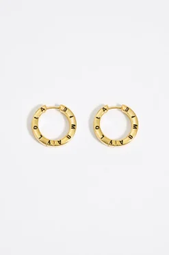 Shop BIMBA Y LOLA Pendientes Aro Dorado Logo Negro