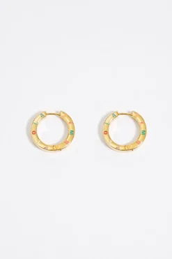 Shop BIMBA Y LOLA Pendientes Aro Dorado Logo Multipastel