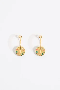 Cheap BIMBA Y LOLA Pendientes Aro Dorado Logo Multipastel