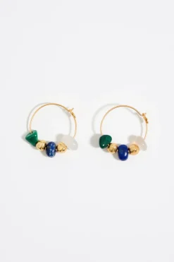 Outlet BIMBA Y LOLA Pendientes Aro Dorado Mate Piedras
