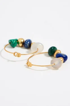 Outlet BIMBA Y LOLA Pendientes Aro Dorado Mate Piedras