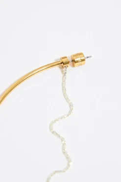 Shop BIMBA Y LOLA Pendientes Aro Maxi Y Cadena Plateada