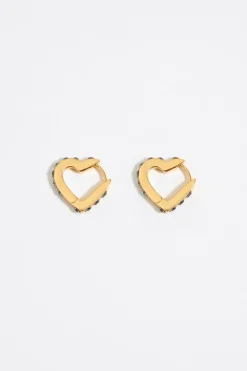 Sale BIMBA Y LOLA Pendientes Aro Mini Dorado Corazon Cristales