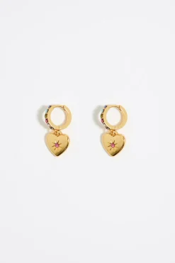 Best Sale BIMBA Y LOLA Pendientes Aro Mini Dorado Cristales Y Corazon