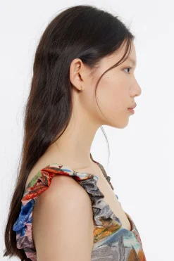 Flash Sale BIMBA Y LOLA Pendientes Aro Mini Dorado Cristales Multicolor