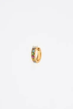 Flash Sale BIMBA Y LOLA Pendientes Aro Mini Dorado Cristales Multicolor