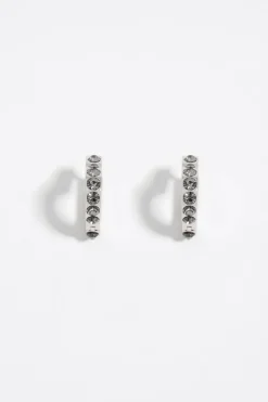 Cheap BIMBA Y LOLA Pendientes Aro Mini Plateado Corazon Cristales