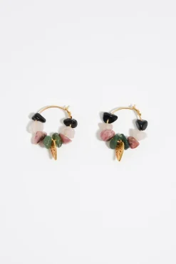Flash Sale BIMBA Y LOLA Pendientes Aro Piedras Negras