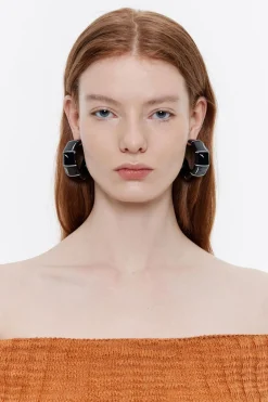 Discount BIMBA Y LOLA Pendientes Bambu Negro Marfil