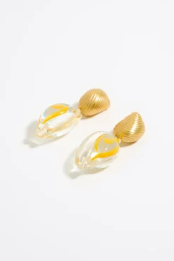 Shop BIMBA Y LOLA Pendientes Caracolas Resina Y Metal Dorados