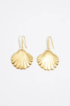 Cheap BIMBA Y LOLA Pendientes Concha Dorado Mate