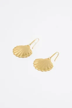 Cheap BIMBA Y LOLA Pendientes Concha Dorado Mate