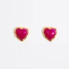 Store BIMBA Y LOLA Pendientes Corazon Piedra Fucsia