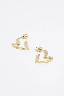Flash Sale BIMBA Y LOLA Pendientes Corazon Textura Dorados
