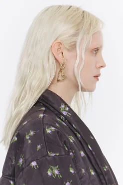 Cheap BIMBA Y LOLA Pendientes Corazones Textura Dorados